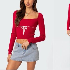 Brand New Edikted Red Knit Top